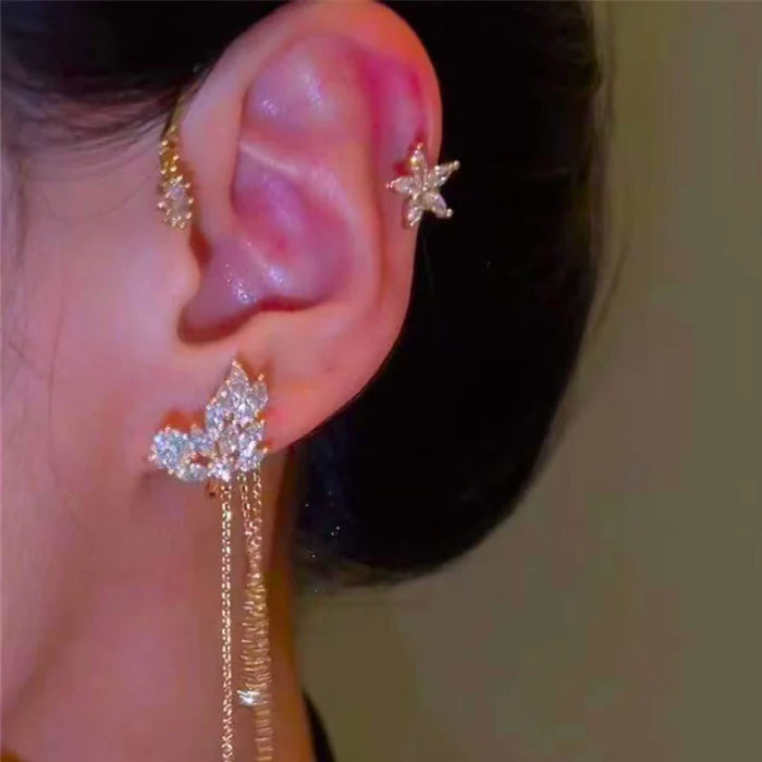 أقراط كريستالية بتصميم أنثوي ساحر 💎2025💥